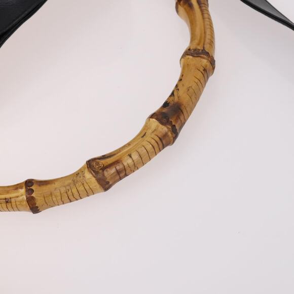 GUCCI Bamboo Hand Bag Leather Black Gold 001 1998 001 1998 - Picture 9 of 12